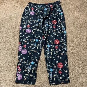 Silkland Pure Silk embroidered pants, Size 10, wide leg, very good condition